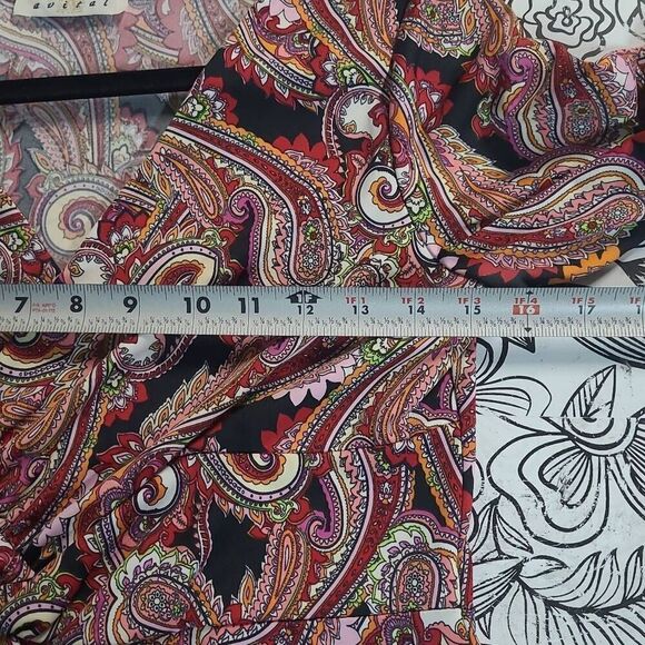 Avital vneck faux wrap mini dress paisley print retro vibes M/S red black - Picture 5 of 7